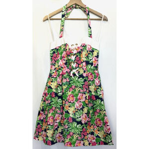 Lilly Pulitzer Mini Halter Getaway Garden‎ Dress Size 4 Corset Cottagecore Lace